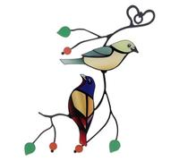 TOYANDONA Décoration Murale Extérieure à Suspendre, Ornement D'oiseau Suspendu en Verre Rouge et Fer, Artisanat en Vitrail, Décor pour Jardin et Fenêtre, Art Mural Suspendu pour Terrasse