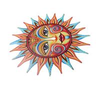 TOYANDONA Décoration Murale Extérieure en Fer Pendentif Soleil Orange, Ornement Mural Robuste et Délicat, Installation Facile pour Maison et Jardin