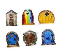 TOYANDONA Décoration Porte De Fée en Bois Miniature pour Jardin, Lot De 6 Pièces Compactes, Décor De Porte De Jardin en Bois, Décoration Extérieure De Conte De Fées, Résistant à l'usure