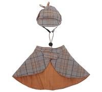 TOYANDONA Déguisement de Détective pour Chat Taille M Ensemble Manteau Cape et Chapeau en Polyester Doux Costume Jeu de Rôle pour Fêtes Séances Photo et Occasions Spéciales