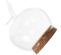 TOYANDONA Dôme en Verre Transparent Forme Pomme avec Base Liège Décorative | Cloche Claire, Surface Lisse et Fond Plat, Protège la Poussière, pour Figurines et Centres de Table