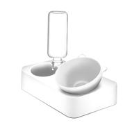TOYANDONA Double pour Animaux PP Distributeur Automatique Eau et Bol Débordement Nourriture et Eau pour Chiens et Capacité de Design Pratique et Antidérapant Blanc