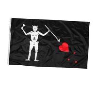 TOYANDONA Drapeau Pirate Halloween Polyester avec Crâne Blanc et Rouge Décoration Suspendue pour Fête Extérieure