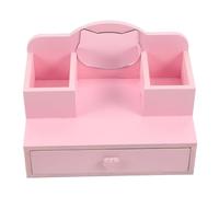 TOYANDONA Dressing Table with Mirror for Dolls Mini Vanity with Adjustable Mirror and Storage Drawers Wooden Doll Furniture for Dollhouse Accessories