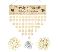 TOYANDONA En Bois D anniversaire Rappel Calendrier, Tenture Famille Amis D anniversaire Rappel Calendrier Conseil Plaque BRICOLAGE Accueil Décoration Murale avec 100 Pièces Bois Tags