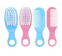 TOYANDONA Ensemble Brosse et Peigne pour -Né 2 Pièces Poils Doux en Fibres Synthétiques Couleurs Bleu et Rose Kit de Massage et Soin du Cuir Chevelu pour Bébé Salle de Bain et Voyage