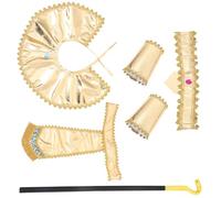 TOYANDONA Ensemble Costume Égyptien d'Halloween 1 Pièce Accessoires Dorés Headband Pharaon Ceinture Col Manchettes et Sceptre Serpent pour Fête Cosplay et Soirée à Thème