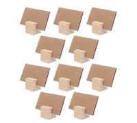 TOYANDONA Ensemble de 10 Support Bois Naturel Rustique pour Cartes de Table Lot de Porte-Cartes Carrés Écorce avec Cartes Blanches pour Mariage Restaurant et Banquet Porte-numéros Table et