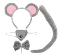 TOYANDONA Ensemble de 2 costumes de souris : costume de rat, bandeau, oreilles de souris, queue, nez, nœud pour Halloween - Kit de bandeau avec oreilles d'animaux mignons