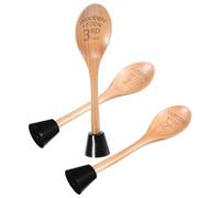 TOYANDONA Ensemble de 3 Trophées Cuillère en Bois Gravée pour Concours de Chili Prix du Concours Culinaire Trophées de Récompense Originaux Présent pour Compétition Cuisine Socle en