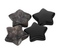 TOYANDONA Ensemble de 4 Mini Pierres Décoratives en Obsidienne Noire et Cristal Poli D'étoile 30 Mm, Ornement Naturel pour Décoration Intérieure, Pierres Précieuses Polies pour