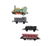 TOYANDONA Ensemble de 4 Trains à Vapeur Rétro en Alliage Vert, à Friction sans Pile, Modèle Éducatif pour Garçon et Filles, Kit de Train Garçon Fille, Coffret Ludique et Robuste