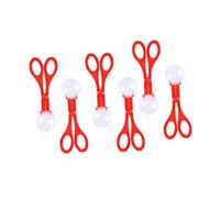 TOYANDONA Ensemble de 6 Ciseaux à Cuillère Rouges de 17,5 Cm pour Garçon et Filles, Pinces de Sécurité Ludiques pour Attraper Insectes, Jouets D’extérieur Éducatifs pour Camp de Jour