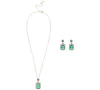 TOYANDONA Ensemble de bijoux en strass verts comprenant un collier pendentif et des boucles d'oreilles pendantes - Chaîne en acier titane, ras-de-cou délicat