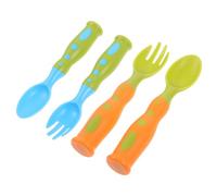 TOYANDONA Ensemble de Couverts pour Tout-Petits Cuillère et Fourchette Auto-Alimentante Matériaux Sûrs 4 Pièces Formation Alimentaire pour Bébé Boîte de Rangement