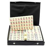 TOYANDONA Ensemble de Mahjong de Voyage Compact Jouet de Société pour Adultes et Garçon et Filles Accessoire de Voyage en Cuir Jeu de Mahjong Chinois Fêtes et Camping 1 Ensemble