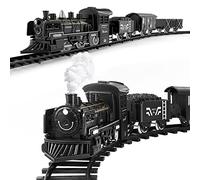 TOYANDONA Ensemble de Train avec Locomotive à Vapeur Jouet de Train Électrique pour Garçons Filles avec Fumées Lumières Et Son Voitures de Fret Et Voies Ensembles de de Noël sous Le