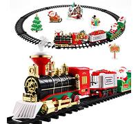 TOYANDONA Ensemble de train de Noël, locomotive à piles, ensemble de train électrique avec lumières et sons pour dessous autour du sapin, taille M