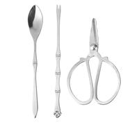 TOYANDONA Ensemble D'outils Comprenant Ciseaux et Fourchette pour Fruits de Mer en Acier Inoxydable Argenté, Facile à Transporter et pour Crabe et Homard