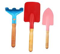 TOYANDONA Ensemble D'outils De Jardinage Mini avec Pelle, Truelle, Râteau à Manche en Bois pour Plantation Et Creusement Outils Jardinage 3 Pièces Coloris Aléatoire