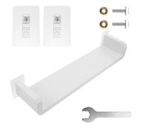 TOYANDONA Étagère Murale U en Plastique Blanche, Salle de Bain sans Perçage | Résistante à L’humidité, Pose Carrelage, pour Gobelets Brosse à Dents et Shampoing