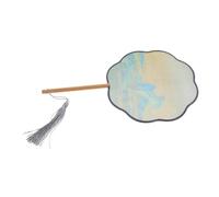 TOYANDONA Éventail Traditionnel Chinois Rond Vert-Bleu en Tissu, Accessoire Décoratif Et Portatif, Ventilation Polyvalente pour Mariage Et Danse, Artisanat Chinois Délicat, Taille Adulte