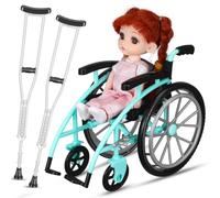 TOYANDONA Fauteuil Roulant Miniature Et Modèles De Béquilles Fauteuil Roulant De Poupée Et Béquilles De Poupée Accessoire De Maison De pour Décor De Micro-Paysage DIY