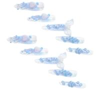 TOYANDONA Faux Ongles à Coller Longs Taille S Effet Gelée 3D Méduses Bleu Océan Stickers D’Ongles Faits Main Thème Mer Manucure Française Décorative Réutilisable pour Été