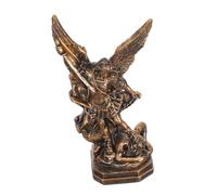 TOYANDONA Figurine d'ange en Résine Artisanale 13x7x4,2 Cm Cuivre Antique Statue De L’archange Saint Michel Décor Intérieur Symbolique Présent Unique
