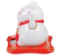 TOYANDONA Figurine de Chat Maneki Neko Solaire 2,5 Pouces Blanc Bras Agitant pour Décoration Voiture Bureau Maison, Ornement Feng Shui Amulette Polyvalent et Solide