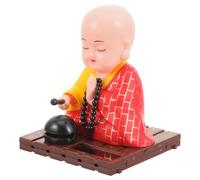 TOYANDONA Figurine de Moine Solaire à Tête Branlante Décoration Intérieure de Voiture Paisible Statue Légère et Résistante pour Tableau de Bord Ornement Bouddhiste Portable pour Maison