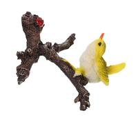 TOYANDONA Figurine Oiseau Miniature en Résine Jaune sur Branche, Ornement Décoratif pour Aquarium et Micro-Paysage, Statuette Réaliste pour Bureau, Jardin et Terrarium, Décoration