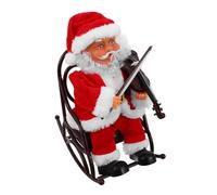 TOYANDONA Figurine Père Noël Musical Électrique avec Fauteuil à Bascule Et Violon, Jouet Noël Amusant pour Garçon Et Filles, Décoration Festive Intérieure, Présent De Fête Original