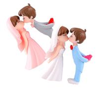 TOYANDONA Figurines de Couple de Mariés Miniatures DIY 2 Paires Décorations Micro-Paysage pour Gâteau et Intérieur Accessoire Décoratif Romantique Saint-Valentin