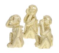 TOYANDONA Figurines De Singes en Résine Dorée, Ensemble De 3 Pièces, Décorations Animales Artisanales, Décor De Bureau Et Salon, Statuettes Décoratives De Table