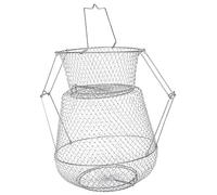 TOYANDONA Filet de Pliable Acier Inoxydable avec Cage Métallique pour Poissons Crabes et Homards Portable et Facile à Transporter Filet à Fond Plat pour Sécurisé Extérieur