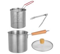 TOYANDONA Friteuse Profonde Inox avec Panier Drainant Poignée Unique Casserole Multifonctionnelle pour Friture Maison Poulet Fruits de Mer Frites