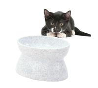 TOYANDONA Gamelle Chat Et Chien Surélevée Anti-dérapante à Usage Double Inclinée Design Marbré Bol Eau Alimentaire PP Blanche