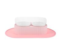 TOYANDONA Gamelle Double en Céramique 2 X 350 ML avec Support Surélevé et Tapis Antidérapant, Bol pour Chatons et Petits Chats, Station D’Alimentation Hygiénique pour Nourriture et Eau,