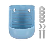 TOYANDONA Gamelle en Céramique Bleue pour Petits Animaux, Mangeoire à Herbe Antidérapante et Fixe pour Cobayes, Chinchillas et Lapins, Support d'alimentation Triangulaire Grand Format,