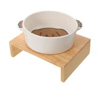 TOYANDONA Gamelle en Céramique Double Anse pour Chiens et Chats Grosse Taille Support en Bois Surélevé Antidérapant Porte-Gamelle pour Animaux Bol d'eau et Nourriture Facile à Nettoyer