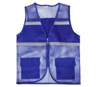 TOYANDONA Gilet de Sécurité en Filet Réfléchissant Bleu à Poches Multiples | Maille Composite Respirante, Bandes Lumineuses et Coupe Réglable, pour Marche du Soir, Cyclistes et Travailleurs