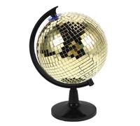 TOYANDONA Globe Disco Doré M Rotatif à Facettes Miroir Scintillant, Décoration Rétro pour Bureau et Salle de Classe, Globe Éducatif de Géographie, Carte du Monde en Rotation, Sculpture