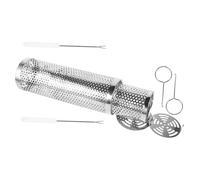 TOYANDONA Grill Basket Rond Acier Inoxydable avec Couvercle Ajustable et Aérations pour Cuisson Uniforme Panier Portable pour Barbecue Extérieur et à Froid
