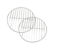 TOYANDONA Grille Ronde INOX 2 Pièces Grille à Filet pour Viande Poisson Légumes Pizza 28 Cm Support Barbecue Lavable Lave-Vaisselle Cuisson Extérieure