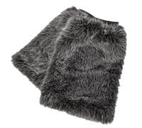 TOYANDONA Guêtres en Fausse Fourrure Duveteuse 40 CM Couvre-Bottes Extensibles Noir à Extrémités Blanches Guêtres Confortables et Chaudes pour Danse Spectacles et Performances Hivernales