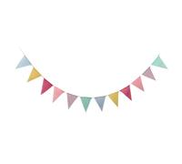 TOYANDONA Guirlande de Fanions Triangulaires en Tissu Imitation Lin 15 Pièces Colorées 4 Mètres Décoration de Fête pour Mariage Anniversaire et Carnaval