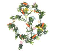 TOYANDONA Guirlande de Pâques 175 Cm en Fausses Vignes D'extérieur avec Fleurs, Œufs et Carottes Artificiels Colorés, Décoration Printanière pour Couronnes, Murs et Fêtes de Maison