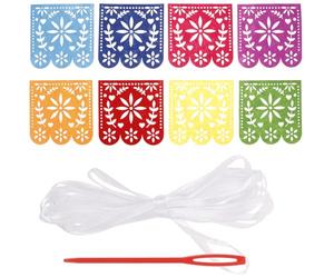 TOYANDONA Guirlande Piñata Mexicaine en Feutre Non Tissé 3 M, Bannières Décoratives Carrées Colorées pour Fête Mexicaine, Jour des Morts, Festival et Carnaval, Fournitures de Fête Fiesta