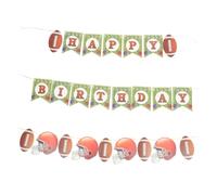 TOYANDONA Guirlandes Décoratives Rugby 2 Pièces pour Fête D'anniversaire - Banderole Joyeux Anniversaire Rugby en Papier, Drapeaux à Tirer pour Décoration Anniversaire Thème Sport,